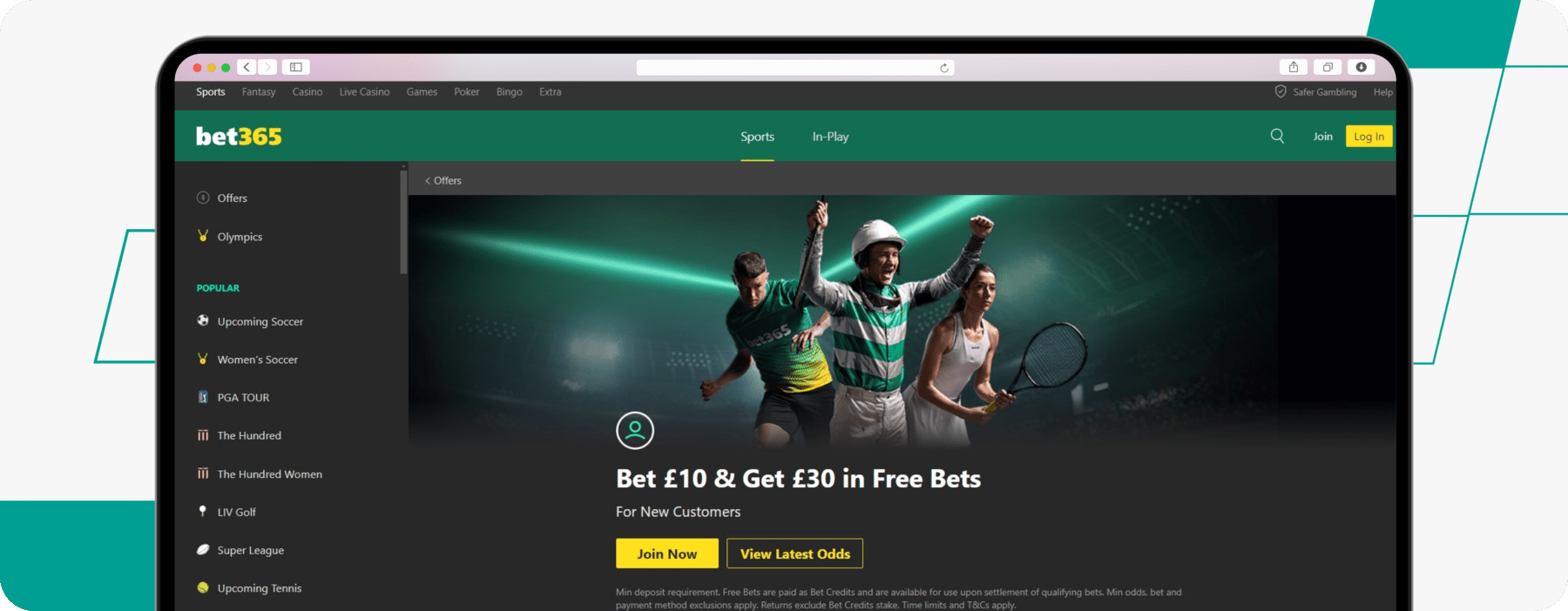 bet365 Bet 10 Get 30 Welcome Offer desktop screenshot