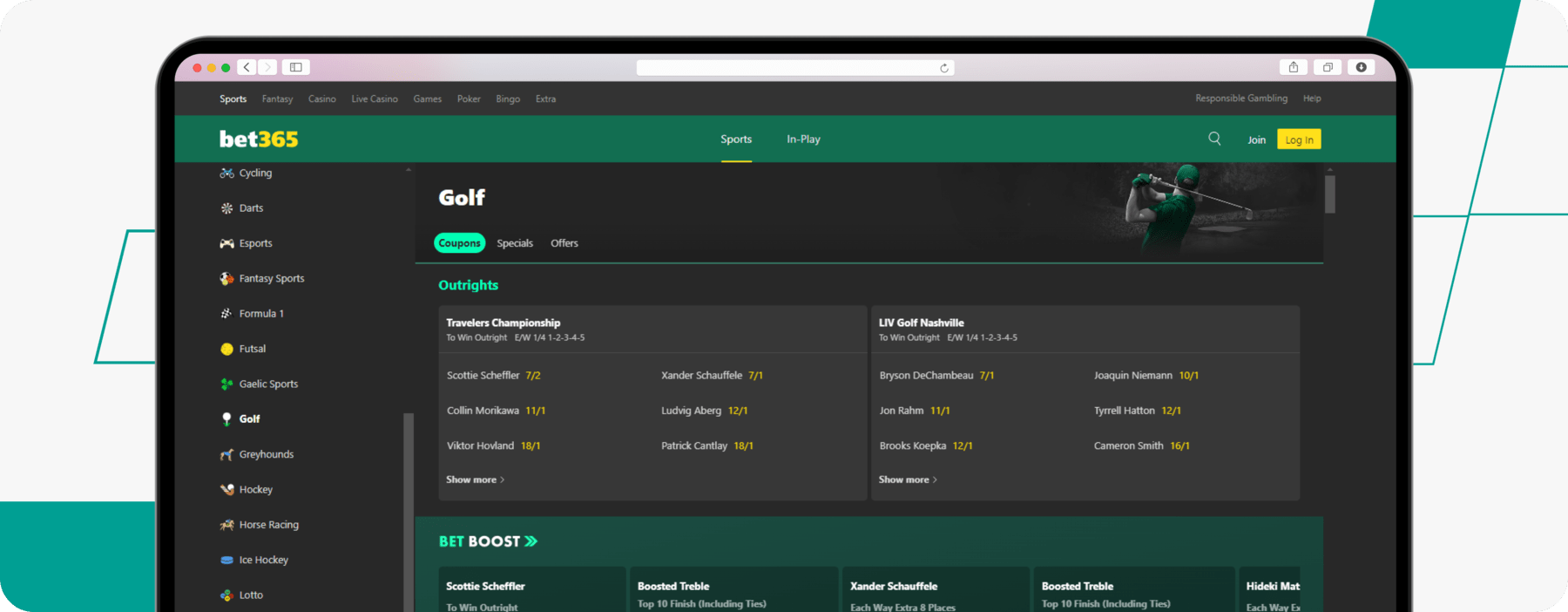 bet365golf betting desktop screenshot