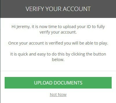 LuckLand account verification screenshot