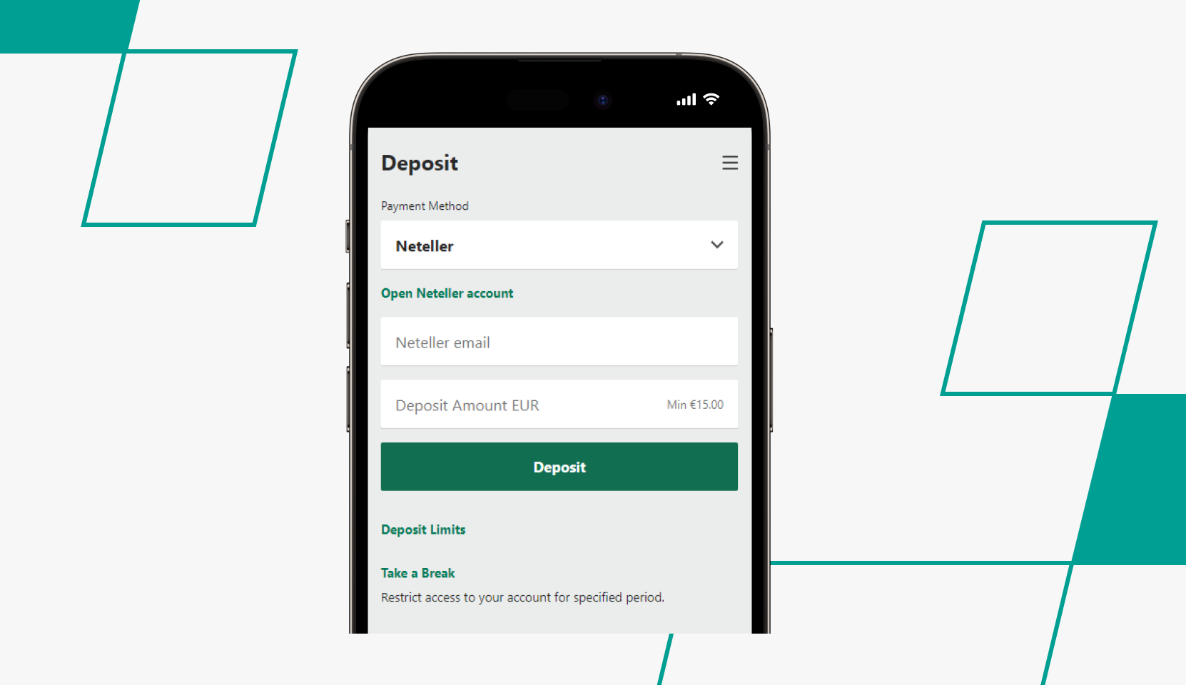 screenshot of bet365 deposit page