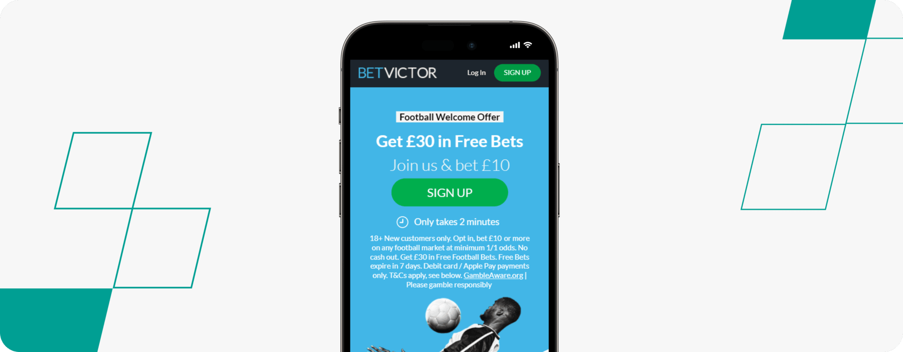 screenshot of betvictor football welcome offer on mobile